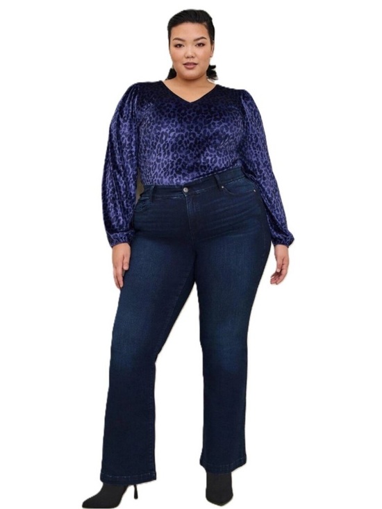 torrid Tops - Torrid Blue Leopard Long Sleeve Bodysuit